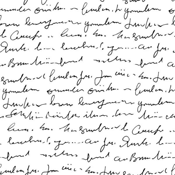 Padrão Sem Emenda Vetor Texto Abstrato Manuscrito Script Monocromático Vetorial — Vetor de Stock