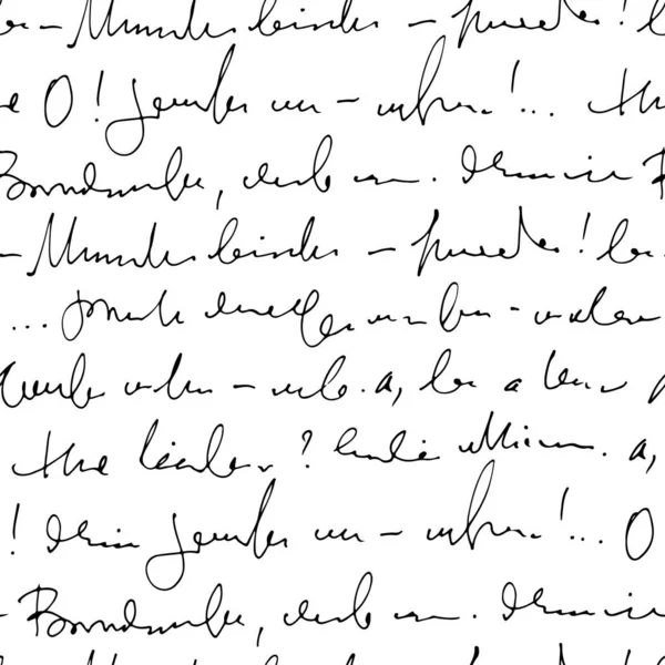 Handgeschriebene Abstrakte Textvektoren Nahtloses Muster Vektorschrift Monochrom Auf Weißem Hintergrund — Stockvektor