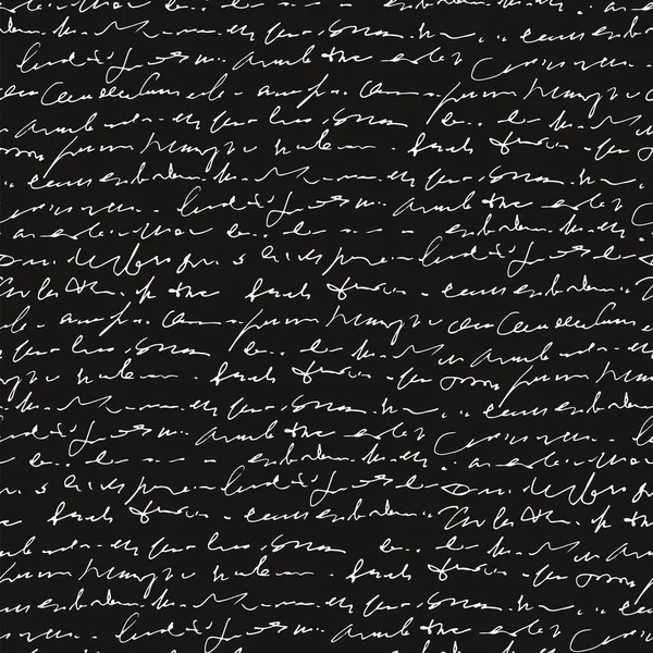 Modèle Texte Abstrait Manuscrit Vecteur Sans Couture Script Monochrome Isolé — Image vectorielle