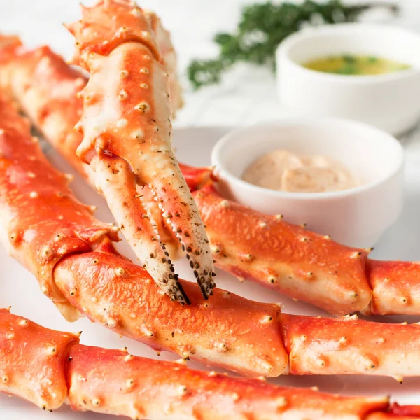 Crabe Kamchatka Phalanges Crabe Sauce — Photo