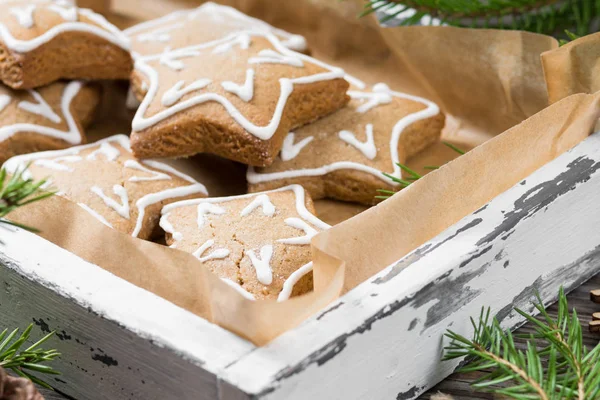 Gingerbread Cookies Wooden Tray — Stock Photo, Image