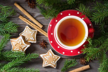 Çay zencefil kurabiye. Noel kompozisyon