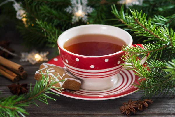 Ginger Cookies Tea Christmas Composition — Stock Photo, Image