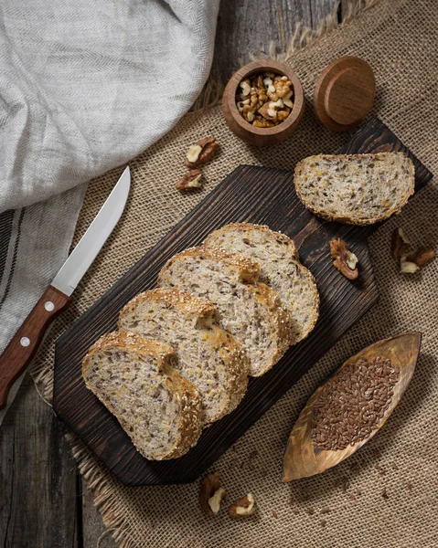 Pane Tavolo Legno Stile Rustico — Foto Stock