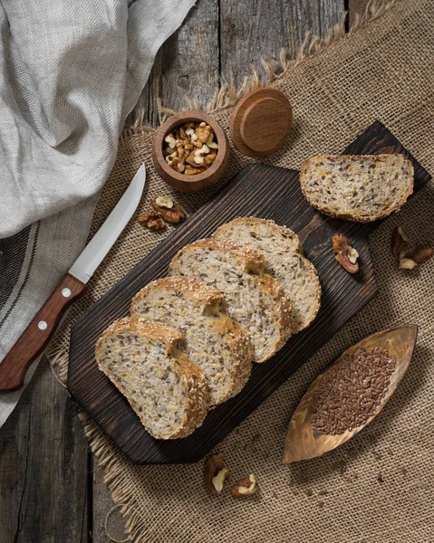 Pane Tavolo Legno Stile Rustico — Foto Stock