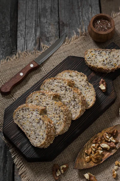 Pane Tavolo Legno Stile Rustico — Foto Stock