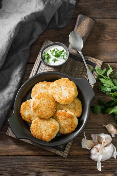 Frittelle Patate Frittelle Verdure Latkes Draniki Piatto Popolare Molti Paesi — Foto Stock