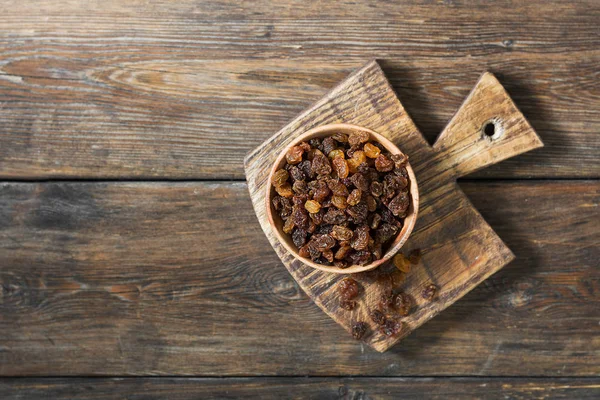 Raisins Dans Bol Bois Sur Une Table Bois Style Rustique — Photo