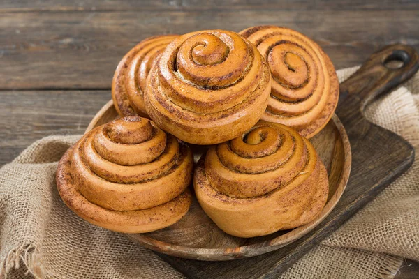 Rollos Canela Pastelería Estilo Rústico —  Fotos de Stock