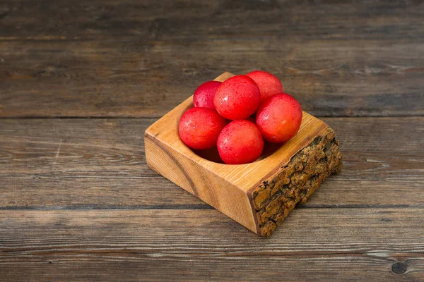 Ameixa Vermelha Dieta Saudável Estilo Rústico — Fotografia de Stock