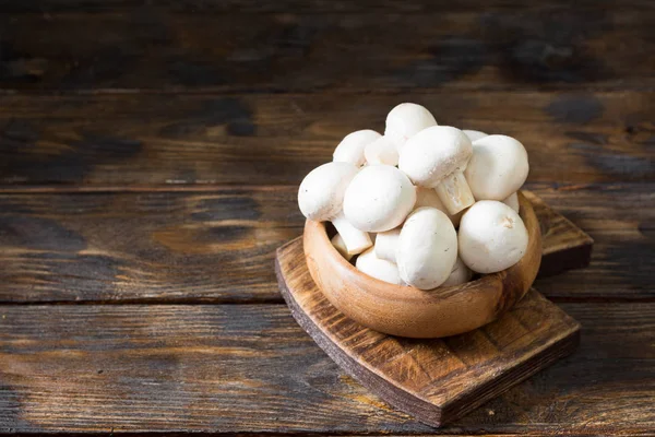 Mushrooms Wooden Bowl Wooden Table — Stock Photo, Image