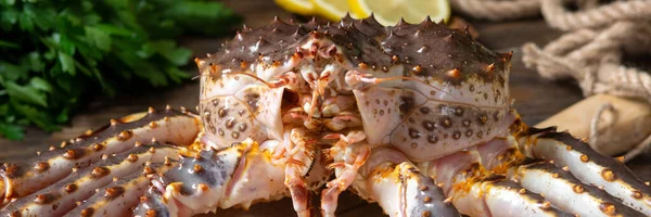 Crabe Kamchatka Roi Crabe Cru Sur Table Cuisine Crabe Kamchatka — Photo