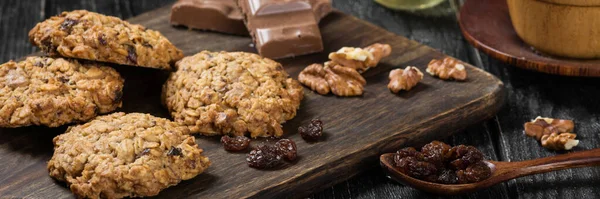 Galletas Avena Galletas Avena Una Mesa Servir Madera Sobre Una — Foto de Stock