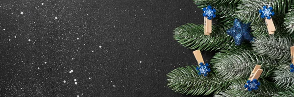 Buon Anno Buon Natale Natale Blu Decorazioni Capodanno Sui Rami — Foto Stock