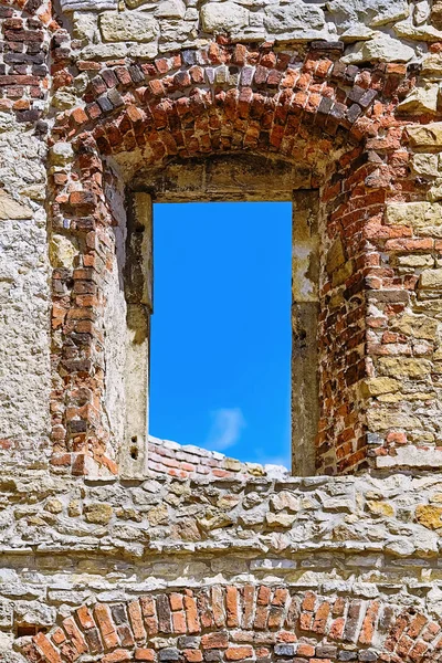 Fenêtre Ouverture Vieux Château Pologne — Photo