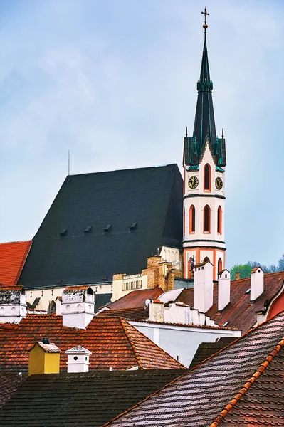 Εκκλησία Της Πόλης Cesky Krumlov Τσεχική Repulic — Φωτογραφία Αρχείου