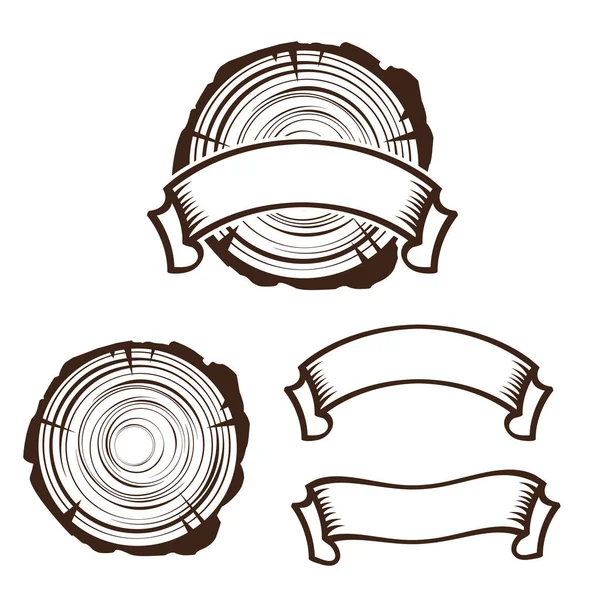 Wood Work Logo Template Mit Schriftrolle Kopierraum — Stockvektor