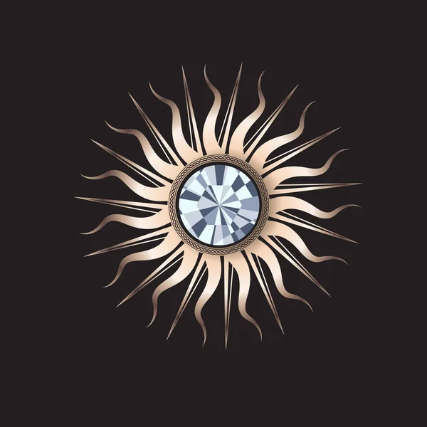 Gemstone Soyut Altın Güneş Mücevherleri — Stok Vektör