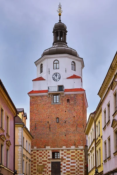 Tower Krakow Gate Lublin Óvárosában Lengyelországban — Stock Fotó