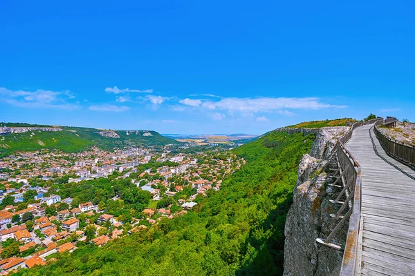 Trä Bro Ovech Fort Och Provadia Stad — Stockfoto