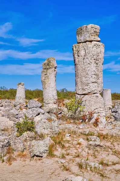 Desierto Piedra Pobiti Kamani Fabuloso Fenómeno Roca Provincia Varna Bulgaria — Foto de Stock