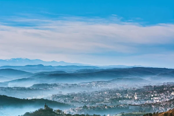 Panoramiczny Widok Lotu Ptaka Veliko Tarnovo Bułgaria — Zdjęcie stockowe