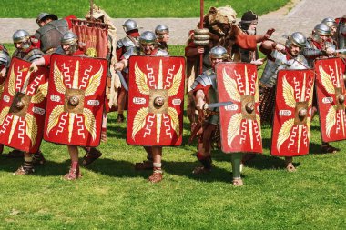 Alba Iulia, Romanya - 04 Mayıs 2019: Roma Apulum Festivali sırasında Lejyon XIII.