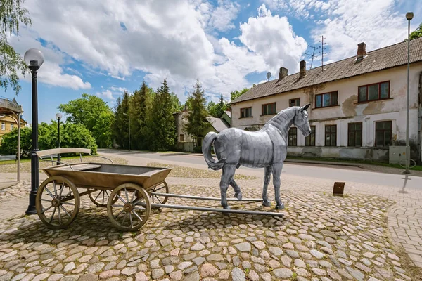 Jekabpils Letônia Junho 2020 Escultura Cavalo Com Carruagem Autor Gaits — Fotografia de Stock