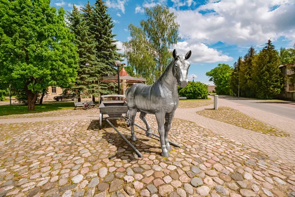 Jekabpils Łotwa Czerwca 2020 Rzeźba Koń Powozem Autor Gaits Burvis — Zdjęcie stockowe