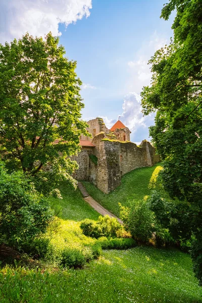 Ruiny Starego Zamku Cesis Łotwa — Zdjęcie stockowe