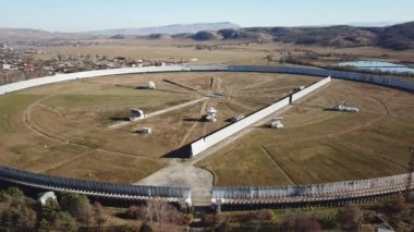 Drone hava görünümü büyük radyo teleskop Ratan-600. Zelenchukskaya, karachay-Cherkessia, Rusya Federasyonu