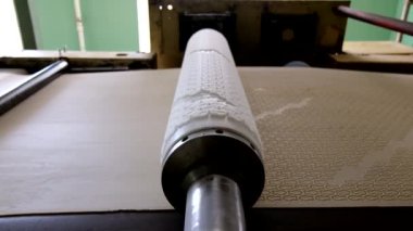 Tuzlu kraker çerezleri otomatik üretim hattı. Konveyör bant çerezleri