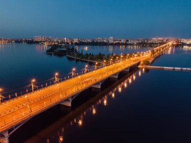 Akşam yaz Voronej, Chernavsky köprüsü, havadan görünümü