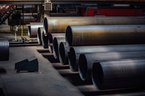 Steel pipes in warehouse — Stock Photo, Image