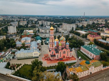 Tambov, Rusya'daki Ascension Manastırı'nın drone'undan havadan görüntü