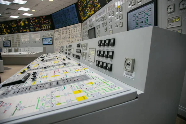 Painel de controlo em bloco da central nuclear — Fotografia de Stock