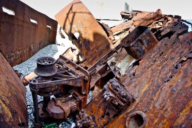 Hurda metal eski paslı parçaları, enkaz gemi parçaları