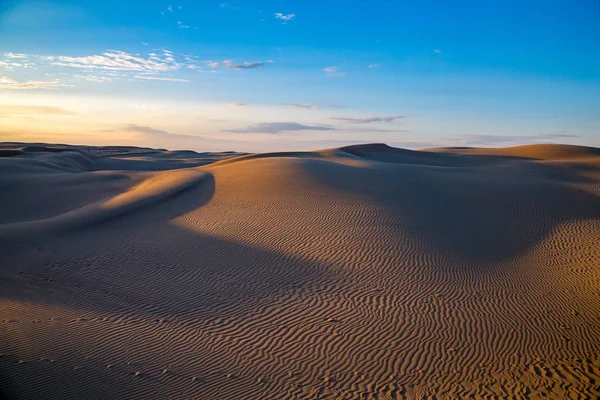 자연의 아름다운 사막 풍경, 푸른 저녁에 모래 언덕 — 스톡 사진