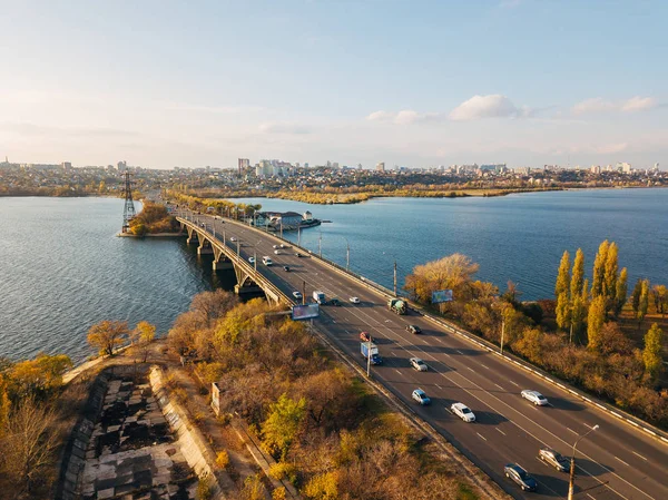 Luft Herbst voronezh Stadtbild aus der Höhe Drohnenflug. Ansicht — Stockfoto