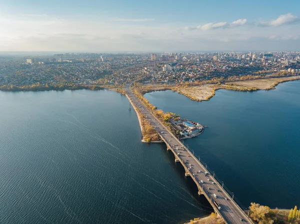 Luft Herbst voronezh Stadtbild aus der Höhe Drohnenflug. Ansicht — Stockfoto