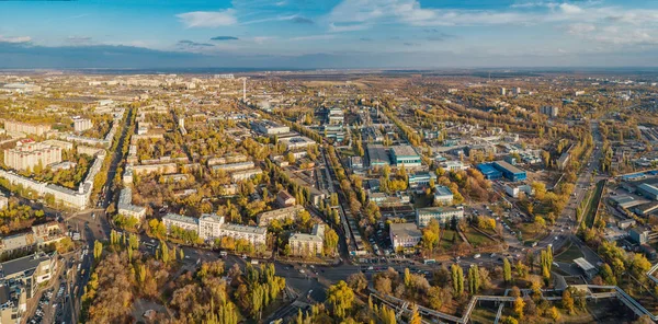 Воздушный панорамный вид Воронежа с высоты полета самолета. V — стоковое фото