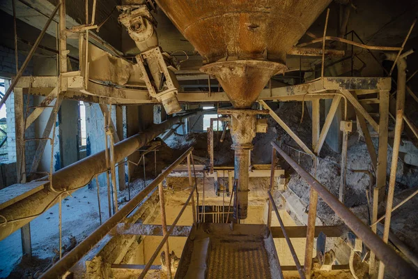 Inside the elevator of an abandoned lime plant