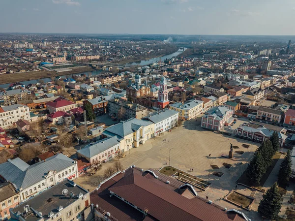 Yelets, región de Lipetsk, centro histórico, vista aérea desde el dr. — Foto de Stock