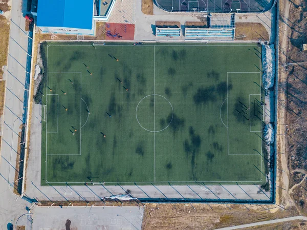 Stadion piłkarski, widok z góry — Zdjęcie stockowe