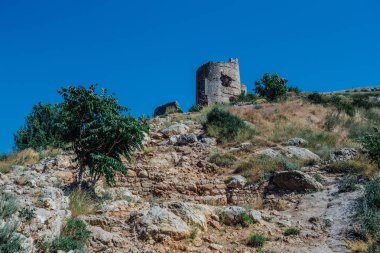 Ceneviz Cembalo kalesi kalıntıları. Balaklava, Crimea