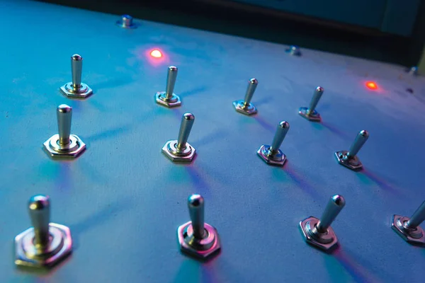 Toggle switches on the blue panel — Stock Photo, Image
