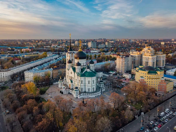 Evening Voronezh. Annunciation Cathedral. Aerial view — Stock Photo, Image