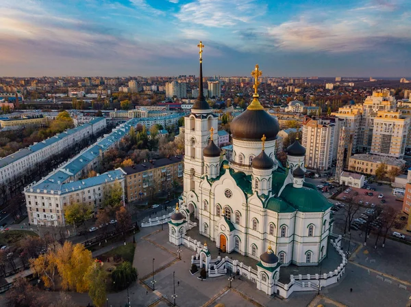 Evening Voronezh. Annunciation Cathedral. Aerial view — Stock Photo, Image