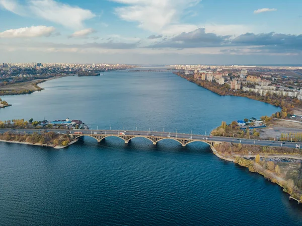 Automne aérien Voronej paysage urbain de la hauteur de vol du drone. Vue — Photo