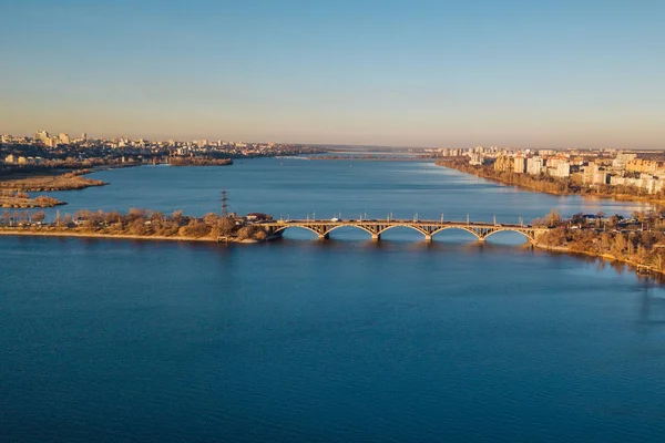 Autunno aereo Voronezh paesaggio urbano da drone altezza di volo. Vista — Foto Stock